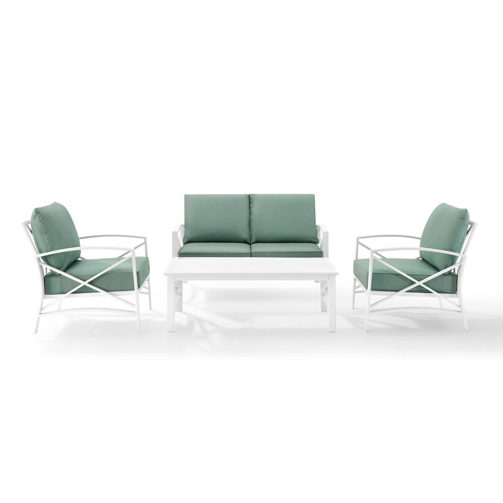 Kaplan 4Pc Outdoor Conversation Set Mist/White - Loveseat, Two Chairs, Coffee Table