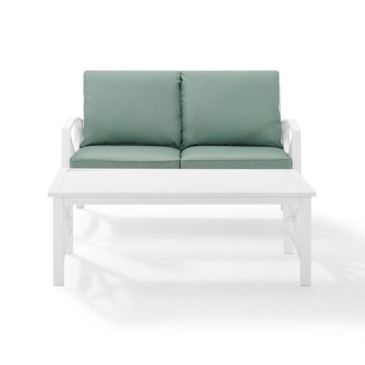 Kaplan 2Pc Outdoor Chat Set Mist/White - Loveseat, Coffee Table