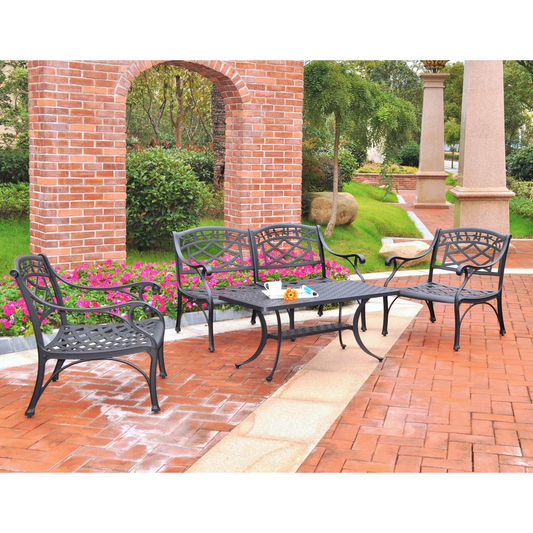 Sedona 4Pc Outdoor Conversation Set Black - Loveseat, 2 Club Chairs, Coffee Table