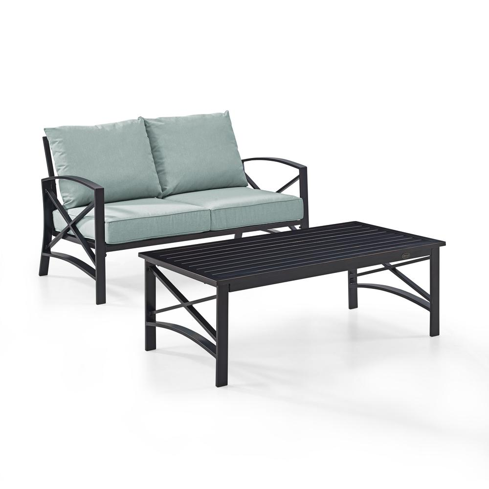 Kaplan 2Pc Outdoor Chat Set Mist/Oil Rubbed Bronze - Loveseat, Coffee Table