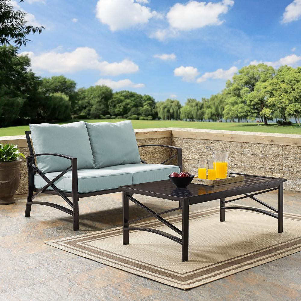 Kaplan 2Pc Outdoor Chat Set Mist/Oil Rubbed Bronze - Loveseat, Coffee Table