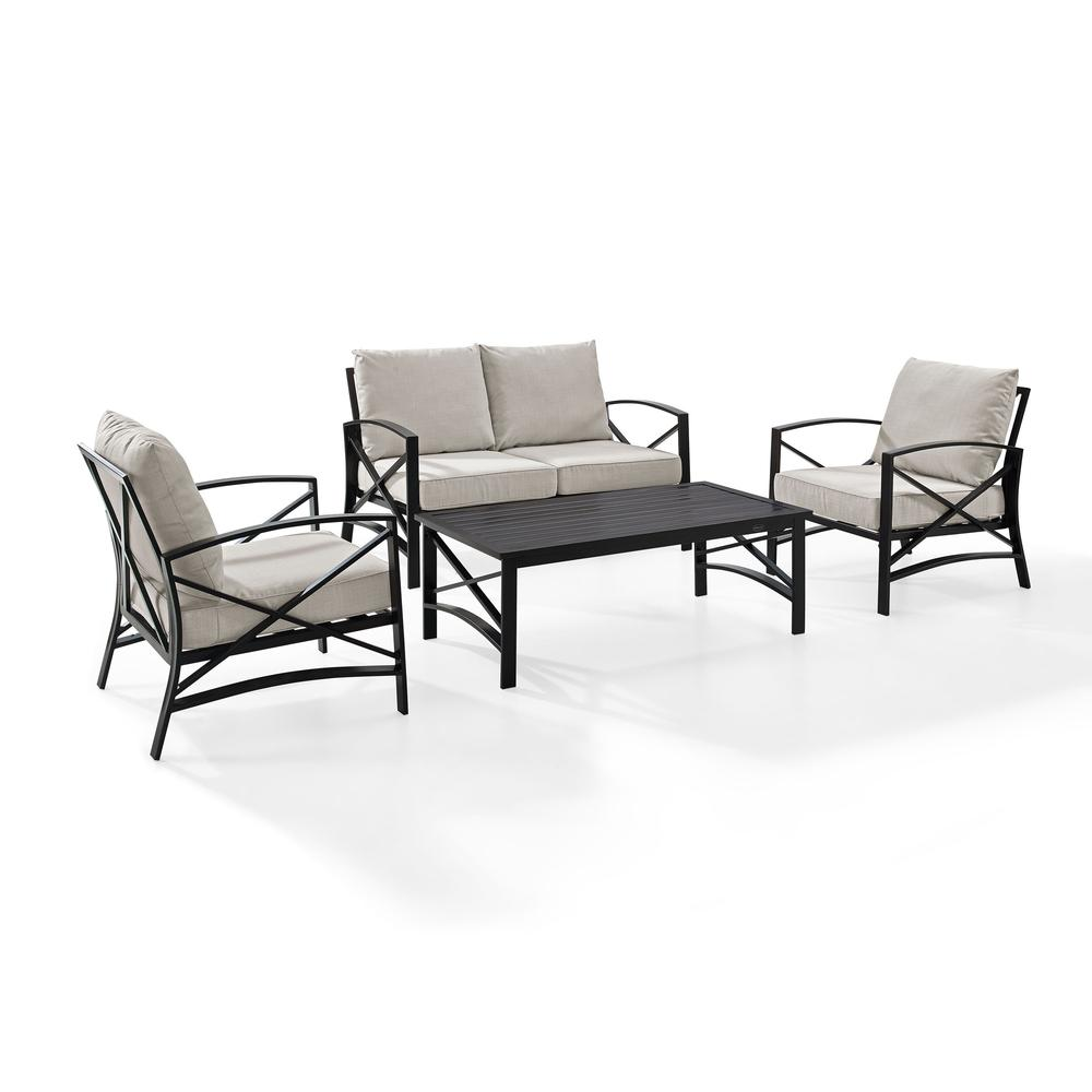 Kaplan 4Pc Outdoor Conversation Set Oatmeal/Oil Rubbed Bronze - Loveseat, Two Chairs, Coffee Table