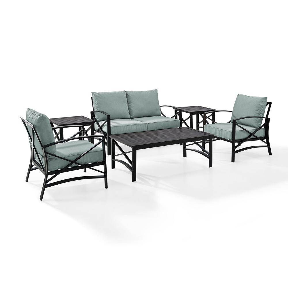 Kaplan 6Pc Outdoor Conversation Set Mist/Oil Rubbed Bronze - Loveseat, 2 Chairs, 2 Side Tables, Coffee Table