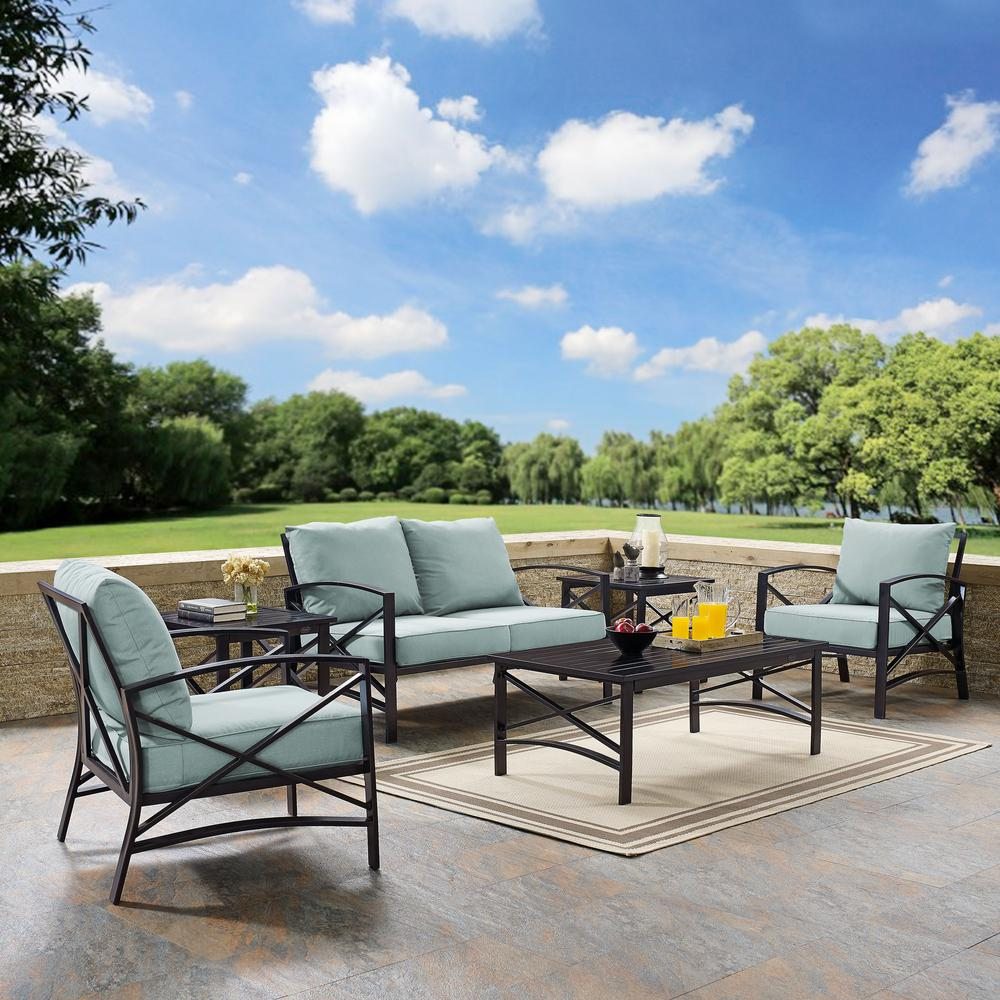 Kaplan 6Pc Outdoor Conversation Set Mist/Oil Rubbed Bronze - Loveseat, 2 Chairs, 2 Side Tables, Coffee Table