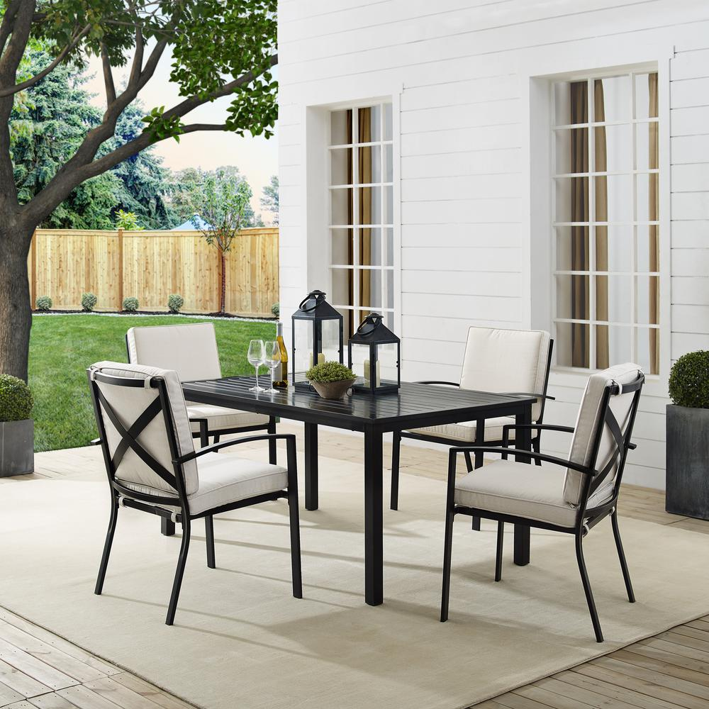 Kaplan 5Pc Outdoor Dining Set Oatmeal/Oil Rubbed Bronze - Table & 4 Chairs
