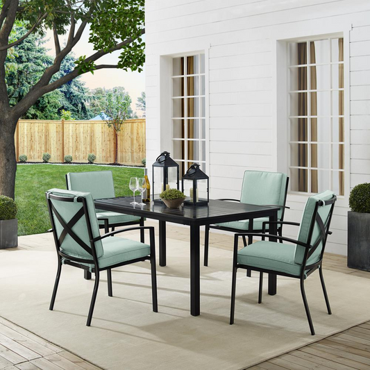 Kaplan 5Pc Outdoor Dining Set Mist/Oil Rubbed Bronze - Table & 4 Chairs
