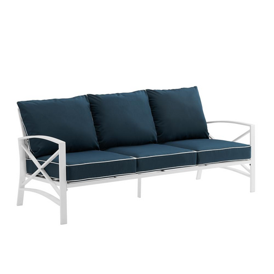 Kaplan Outdoor Metal Sofa Navy/White