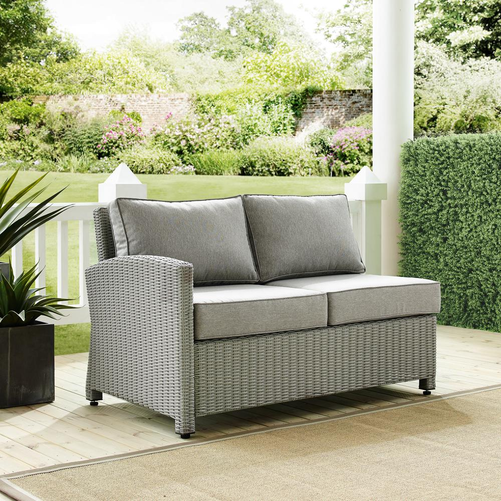 Bradenton Outdoor Wicker Sectional Left Side Loveseat Gray/Gray