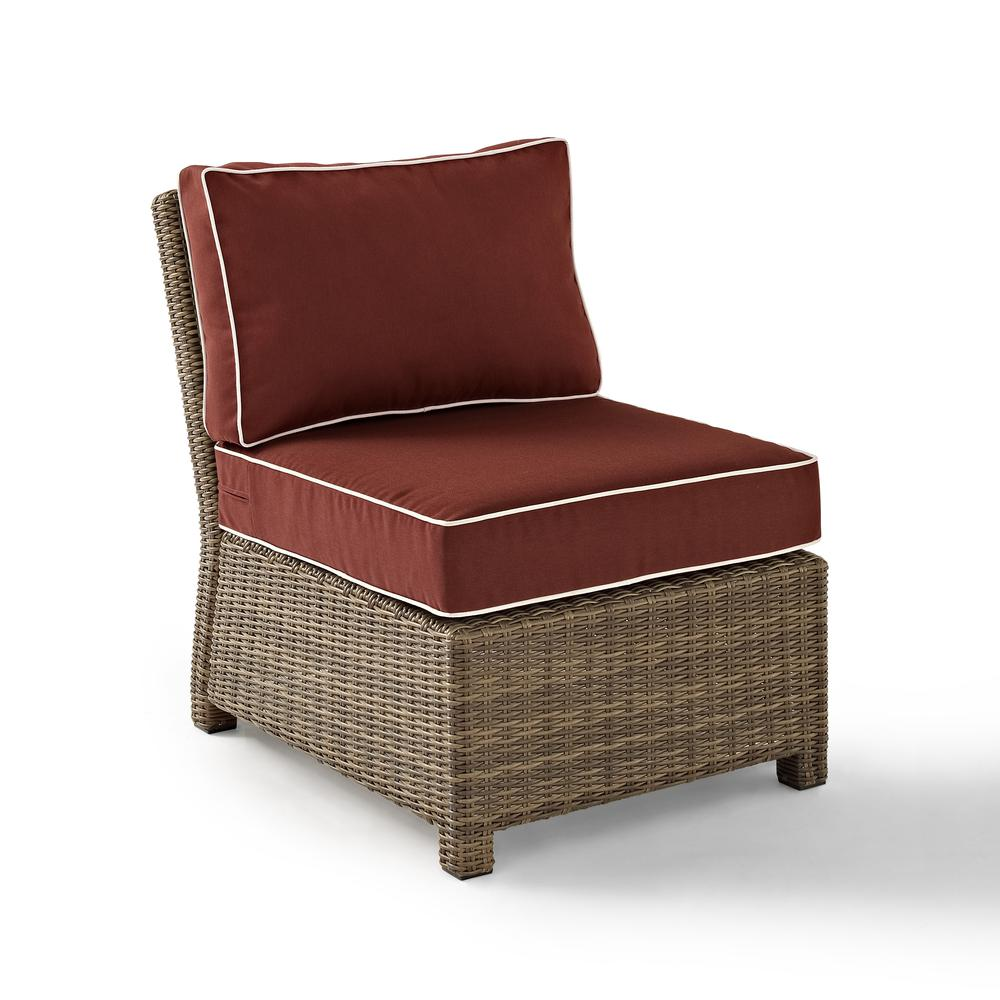 Bradenton 5Pc Outdoor Wicker Sectional Set Sangria/Weathered Brown - Right Side Loveseat, Left Side Loveseat, Corner Chair, Center Chair, Sectional Glass Top Coffee Table