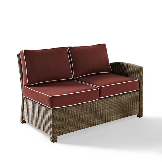 Bradenton Outdoor Wicker Sectional Right Side Loveseat Sangria/Weathered Brown