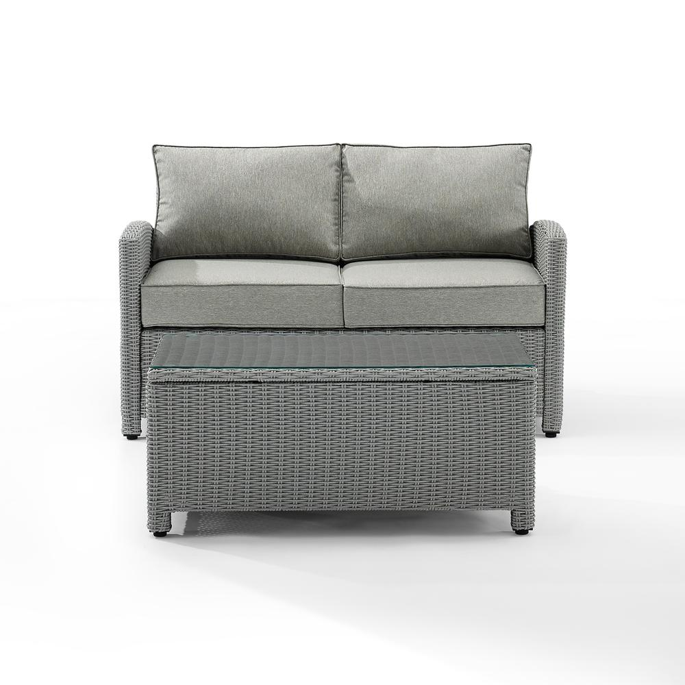 Bradenton 2Pc Outdoor Wicker Chat Set Gray/Gray - Loveseat, Glass Top Table