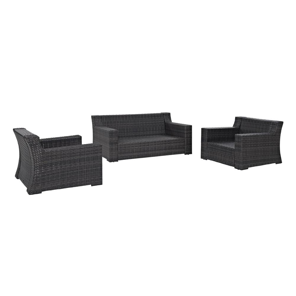 Beaufort 3Pc Outdoor Wicker Conversation Set Mist/Brown - Loveseat, 2 Chairs