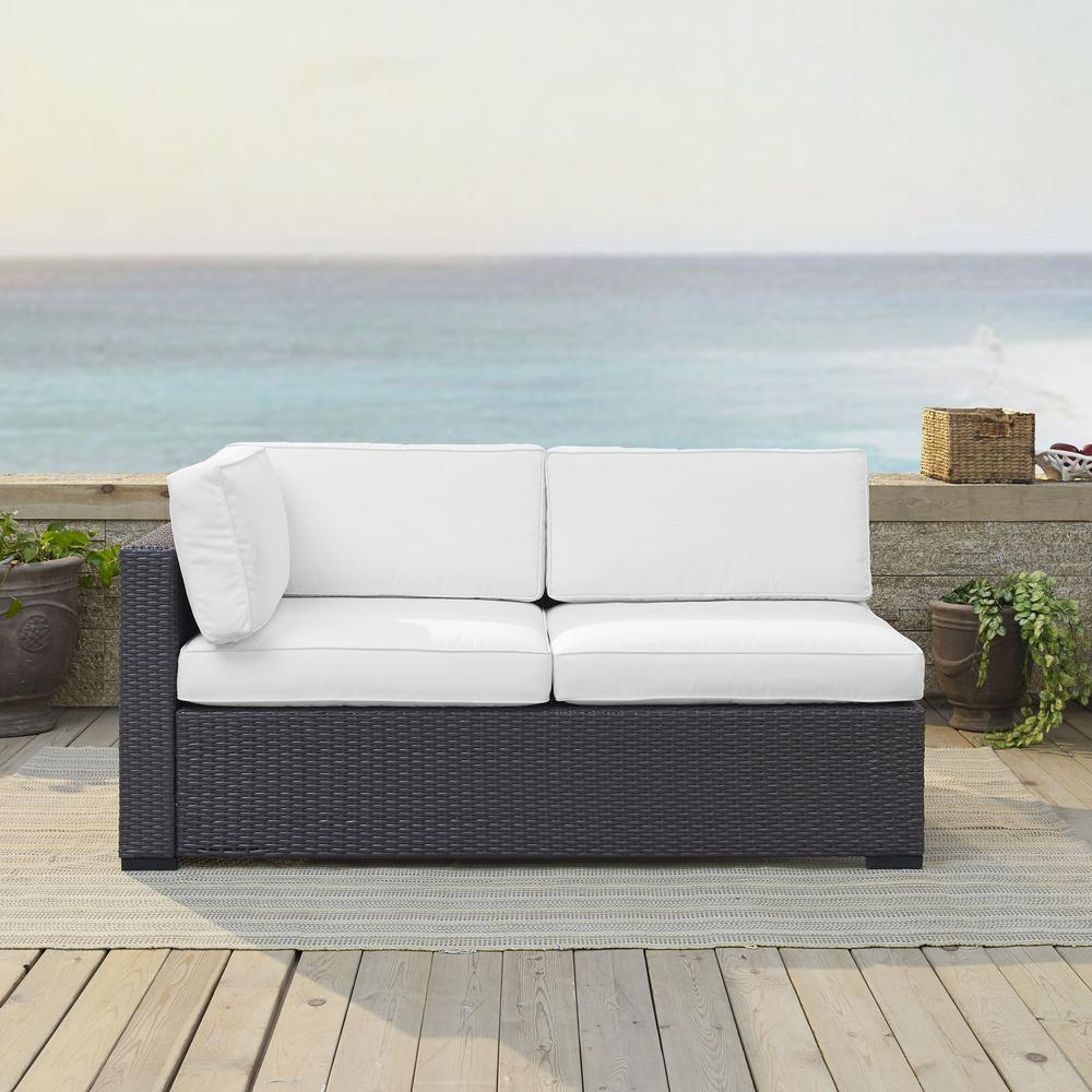 Biscayne Outdoor Wicker Sectional Loveseat White/Brown