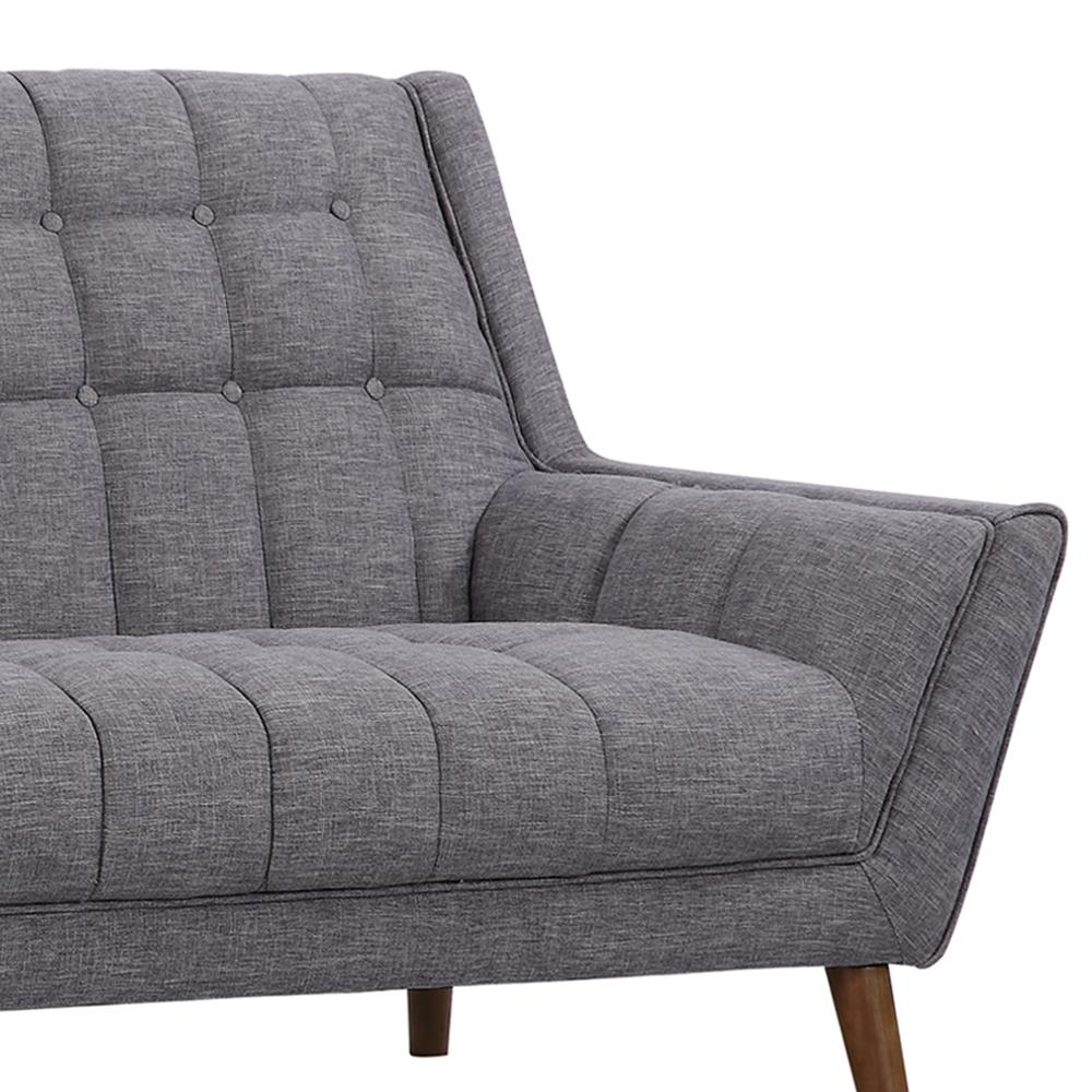 Armen Living Cobra Mid-Century Modern Sofa in Dark Gray Linen and Walnut Legs