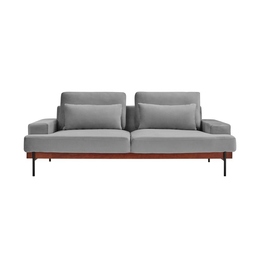 Monet 86" Mid-Century Modern Gray Velvet Sofa