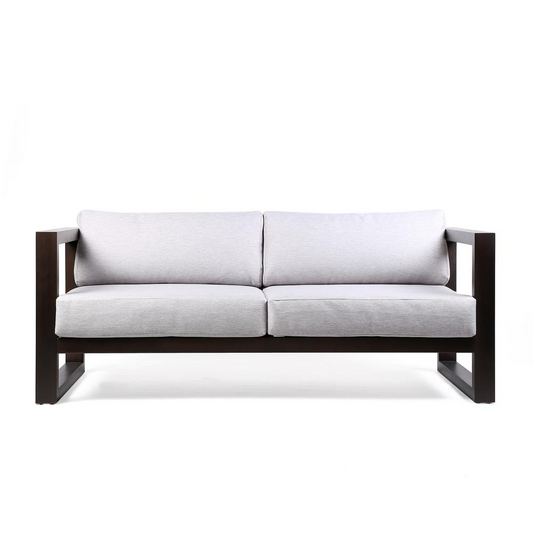 Paradise Outdoor Dark Eucalyptus Wood Sofa with Grey Cushions