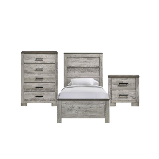 Picket House Furnishings Adam Twin Panel 3PC Bedroom Set in Gray