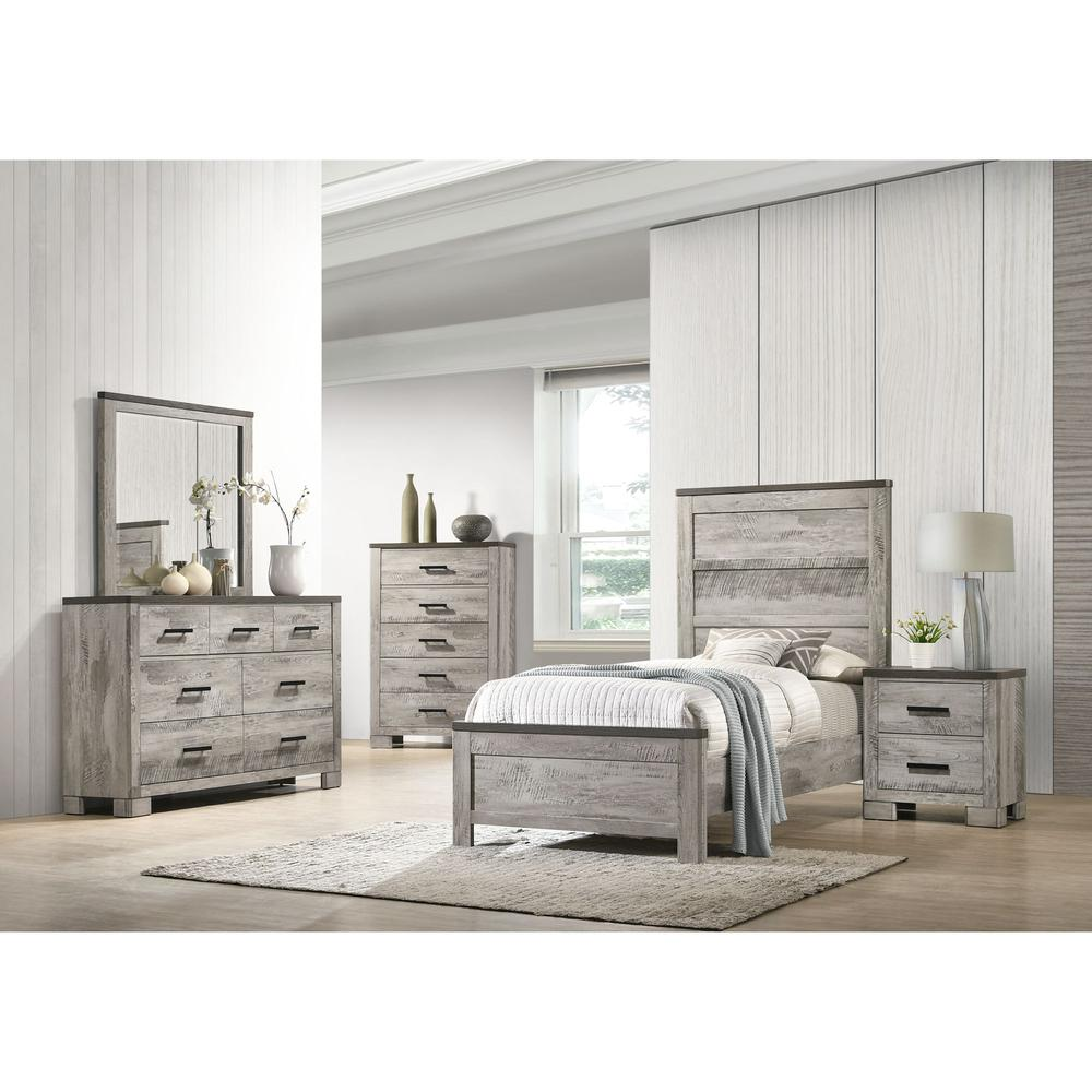 Picket House Furnishings Adam Twin Panel 3PC Bedroom Set in Gray