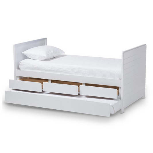 Linna Modern and Contemporary White-Finished Daybed with Trundle