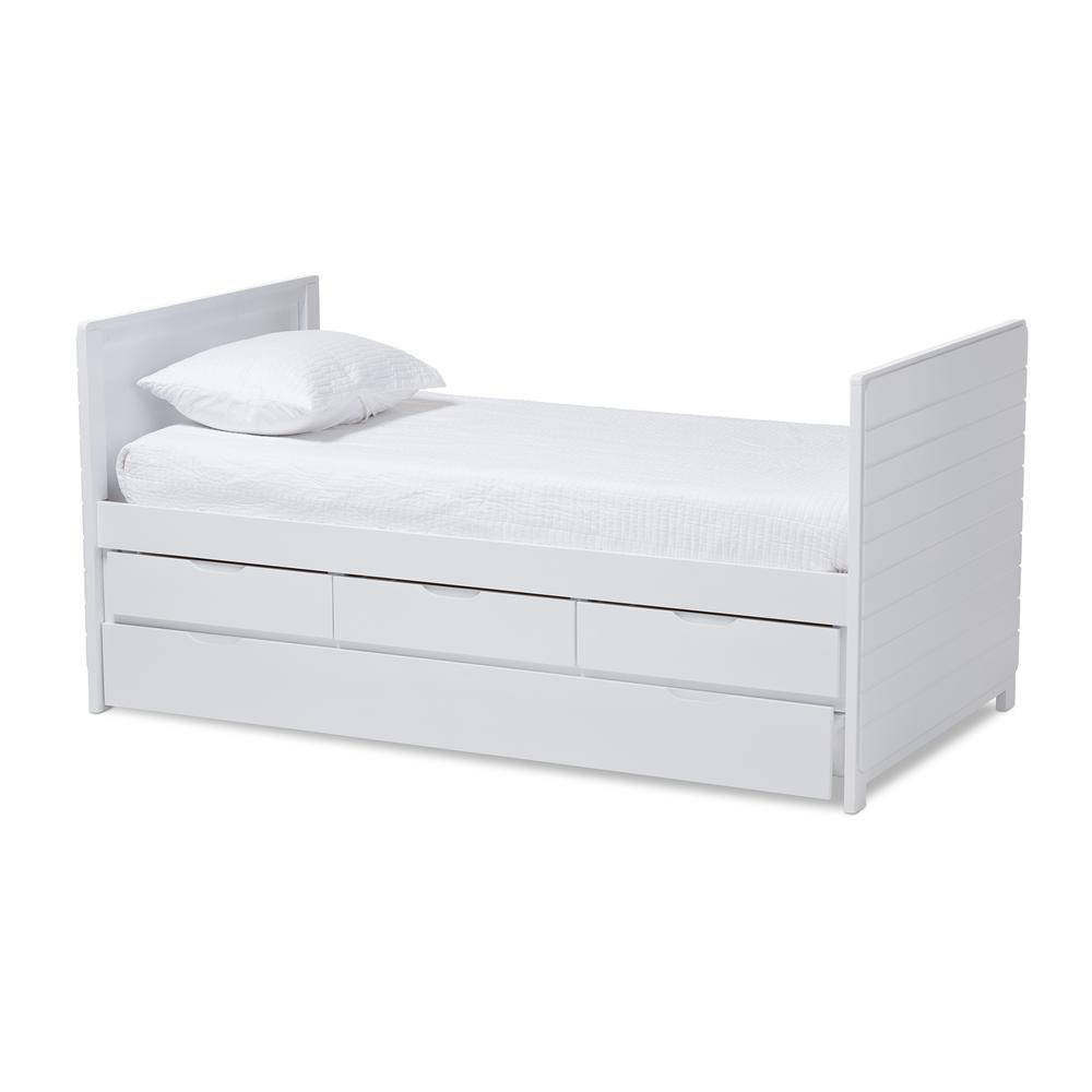 Linna Modern and Contemporary White-Finished Daybed with Trundle