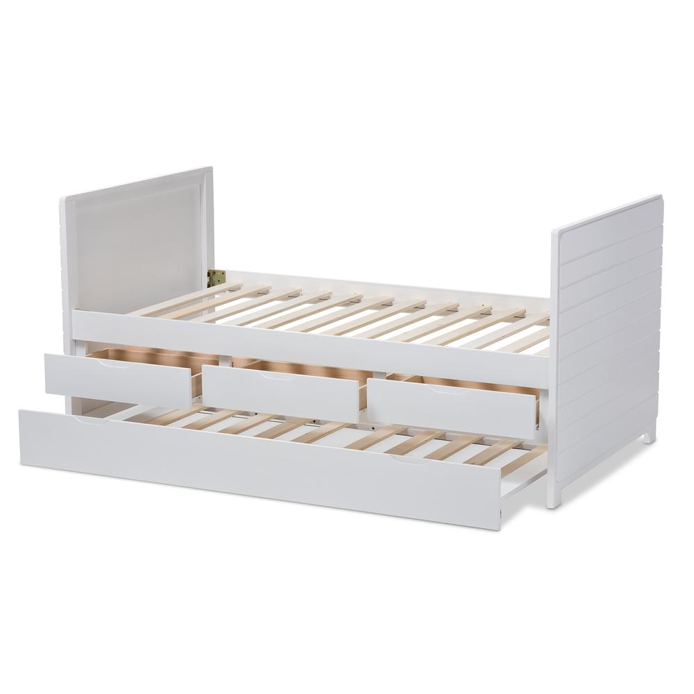 Linna Modern and Contemporary White-Finished Daybed with Trundle