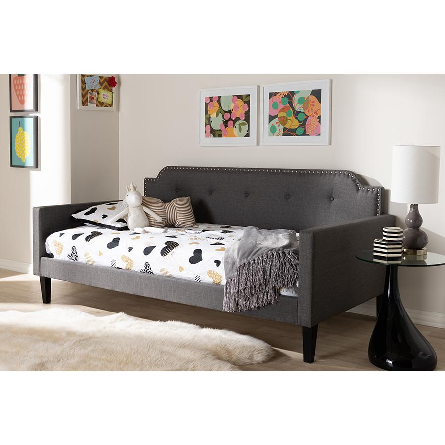 Packer Modern and Contemporary Grey Fabric Upholstered Twin Size Sofa Daybed