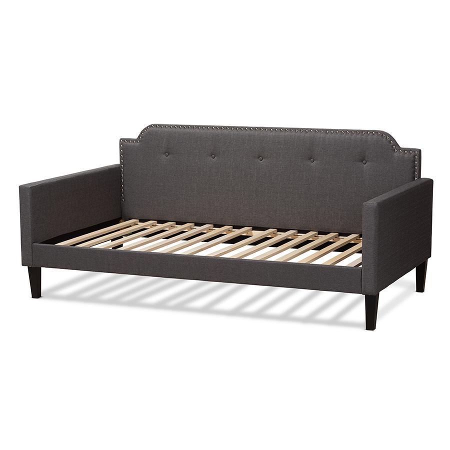 Packer Modern and Contemporary Grey Fabric Upholstered Twin Size Sofa Daybed