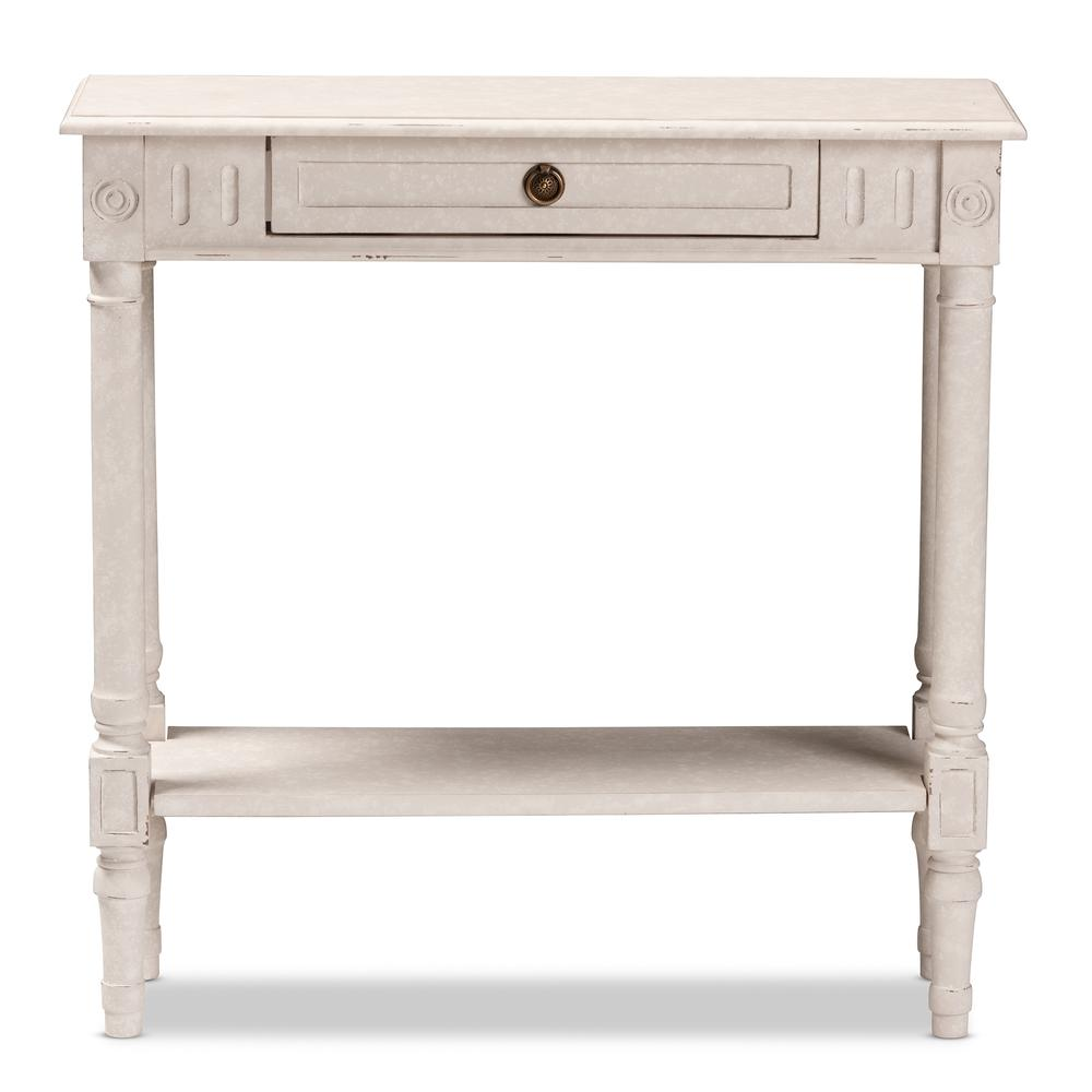 Ariella Country Cottage Farmhouse Whitewashed 1-Drawer Console Table