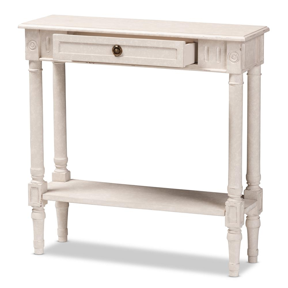 Ariella Country Cottage Farmhouse Whitewashed 1-Drawer Console Table