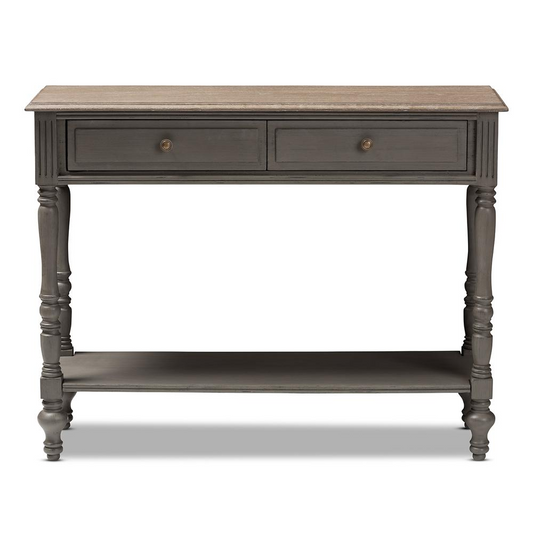 Noemie Country Cottage Farmhouse Brown Finished 2-Drawer Console Table