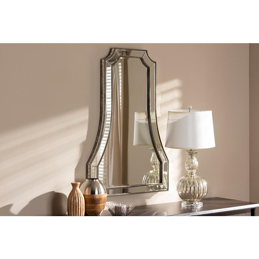 Sanna Modern and Contemporary Antique Silver Finished Accent Wall Mirror