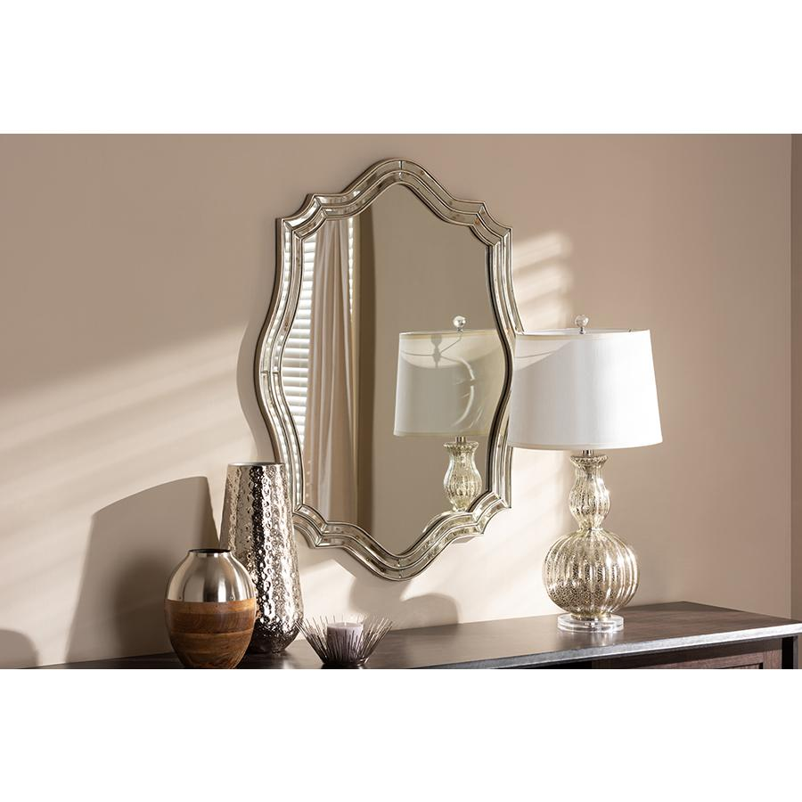 Isidora Art Deco Antique Silver Finished Accent Wall Mirror