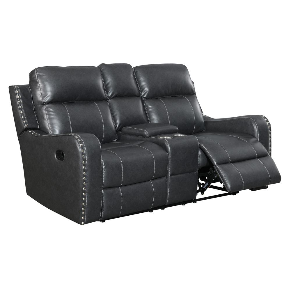 U131-Dtp932-7 Charcoal Gry-Crls, Console Reclining Loveseat Dark Grey