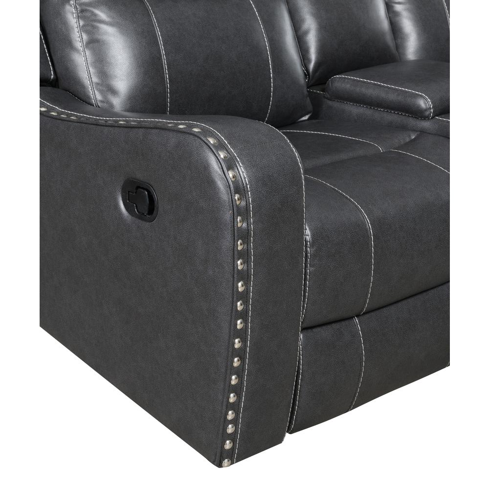 U131-Dtp932-7 Charcoal Gry-Crls, Console Reclining Loveseat Dark Grey