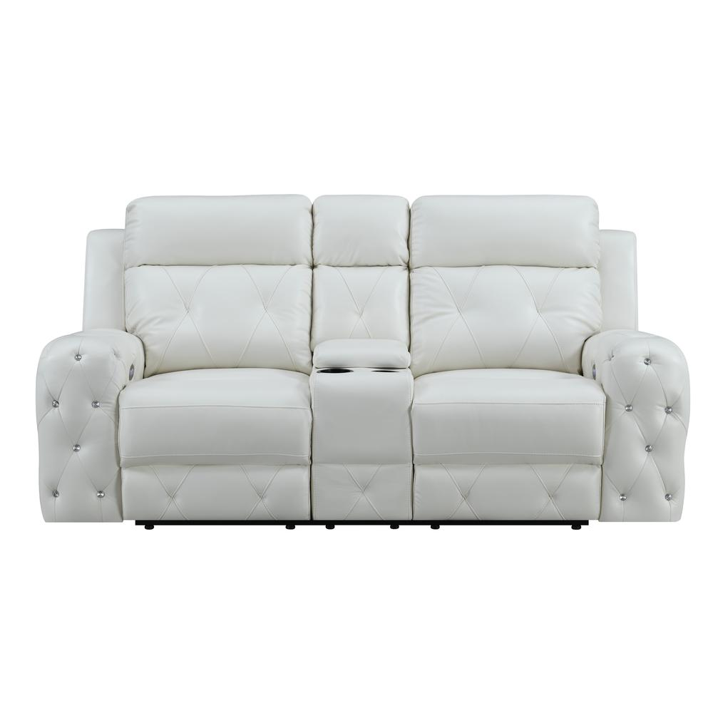 Power Console Reclining Loveseat Blanche White