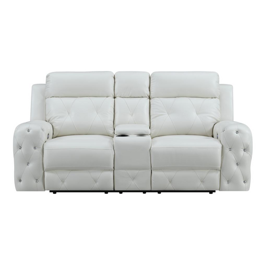 Power Console Reclining Loveseat Blanche White