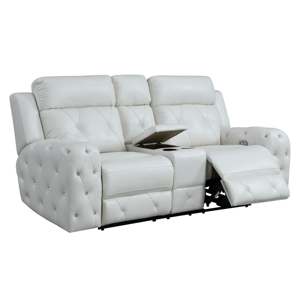 Power Console Reclining Loveseat Blanche White