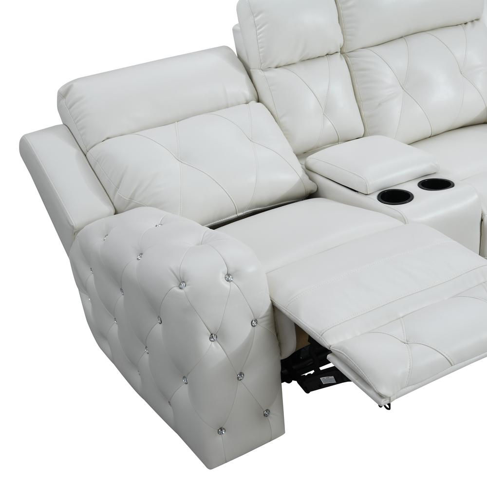 Power Console Reclining Loveseat Blanche White