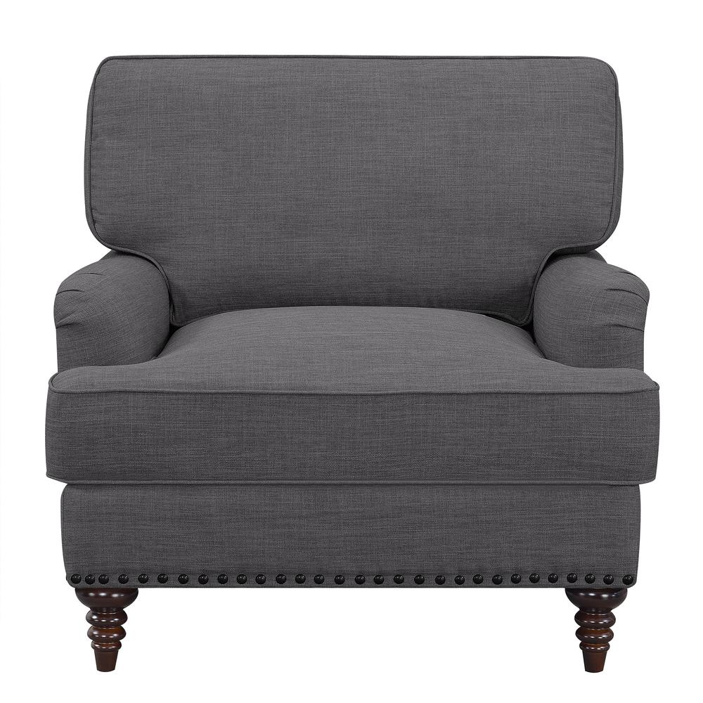 Cassandra 3PC Living Room Set-Sofa, Loveseat & Chair in Charcoal