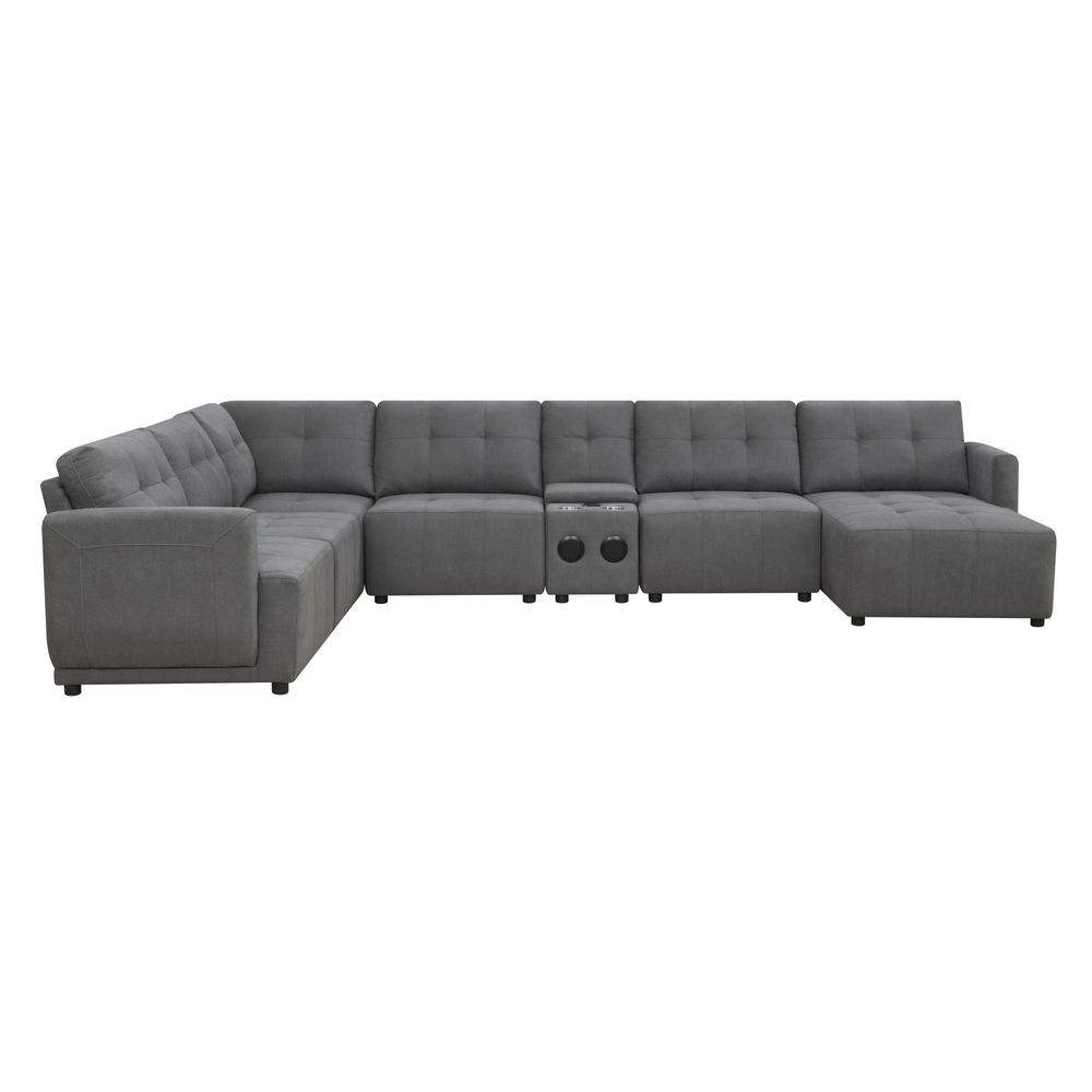 Picket House Furnishings Gianni Right Hand Facing Modular 7PC Sectional Set with Chaise in Charcoal