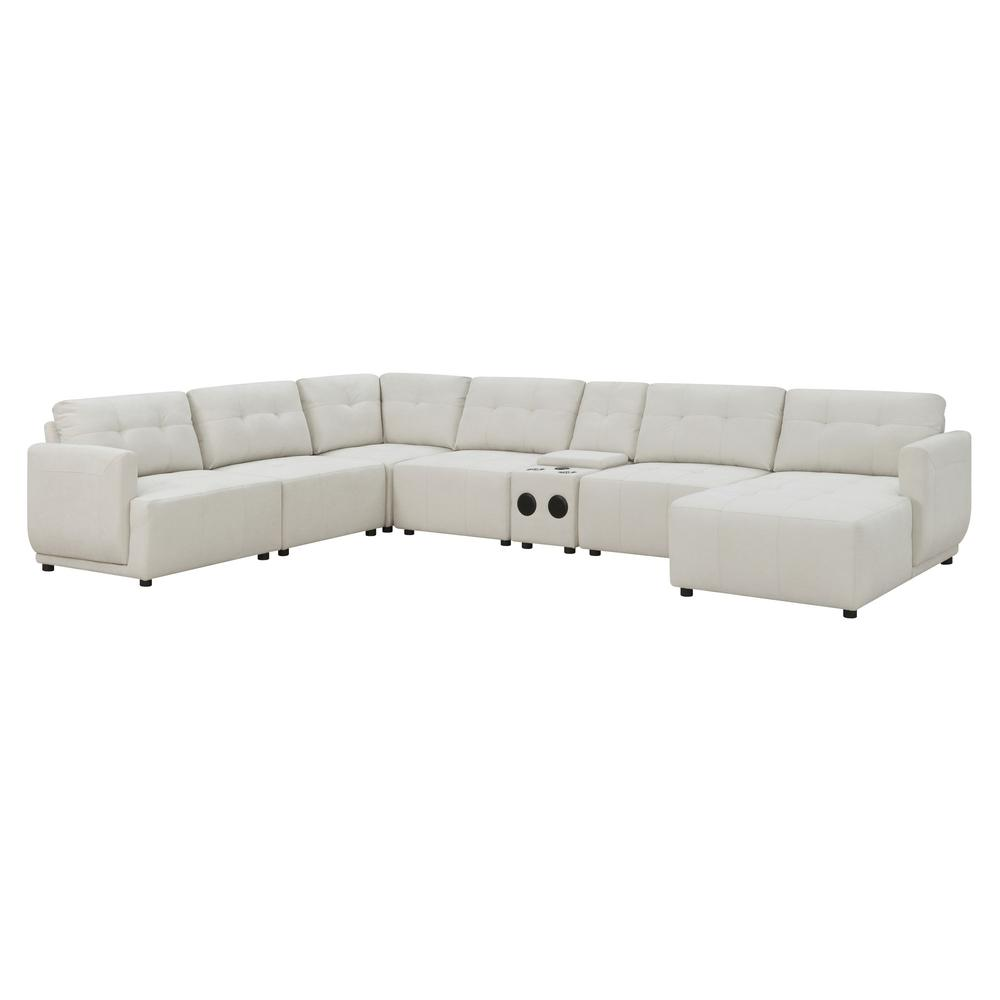 Picket House Furnishings Gianni Right Hand Facing Modular 7PC Sectional Set with Chaise in Natural