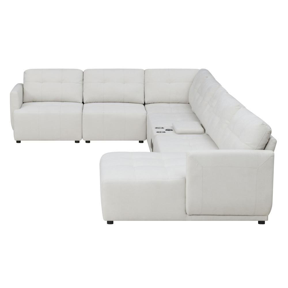 Picket House Furnishings Gianni Right Hand Facing Modular 7PC Sectional Set with Chaise in Natural