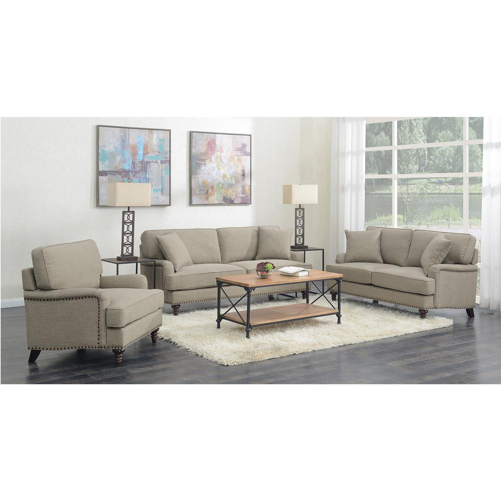 Cassandra 3PC Living Room Set-Sofa, Loveseat & Chair in Smoke