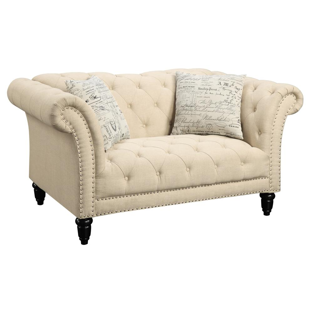 Twine Loveseat with French Script Pillows