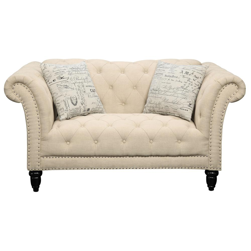 Twine Loveseat with French Script Pillows