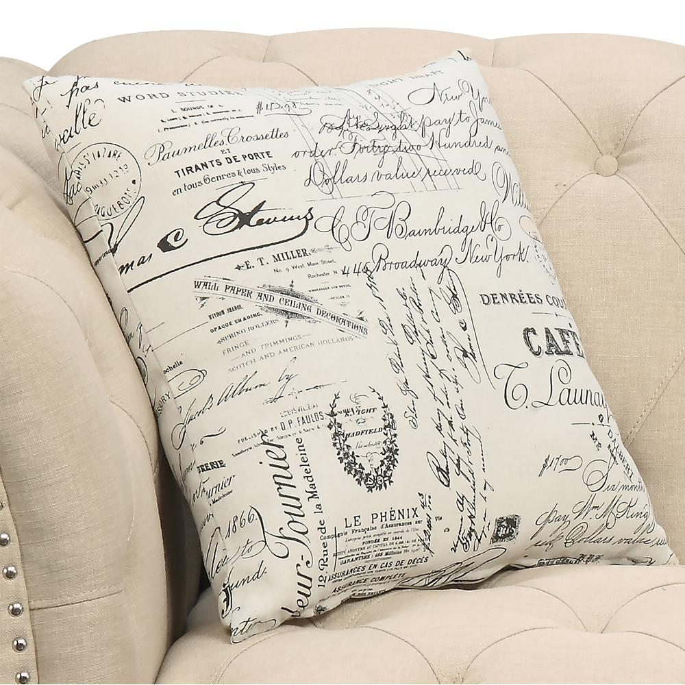 Twine Loveseat with French Script Pillows