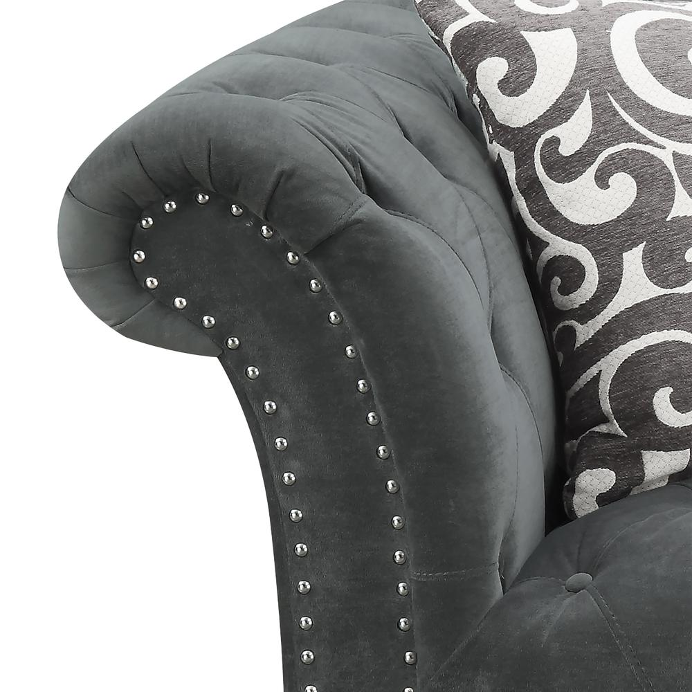 Twine Loveseat with Gray Scroll Pillows