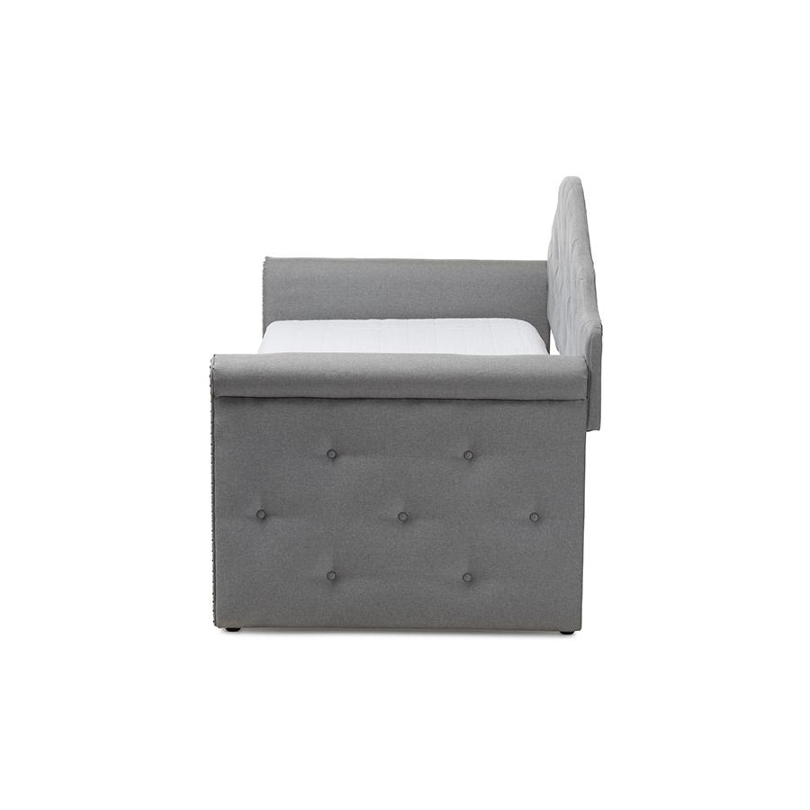 Emilie Modern and Contemporary Grey Fabric Upholstered Daybed with Trundle