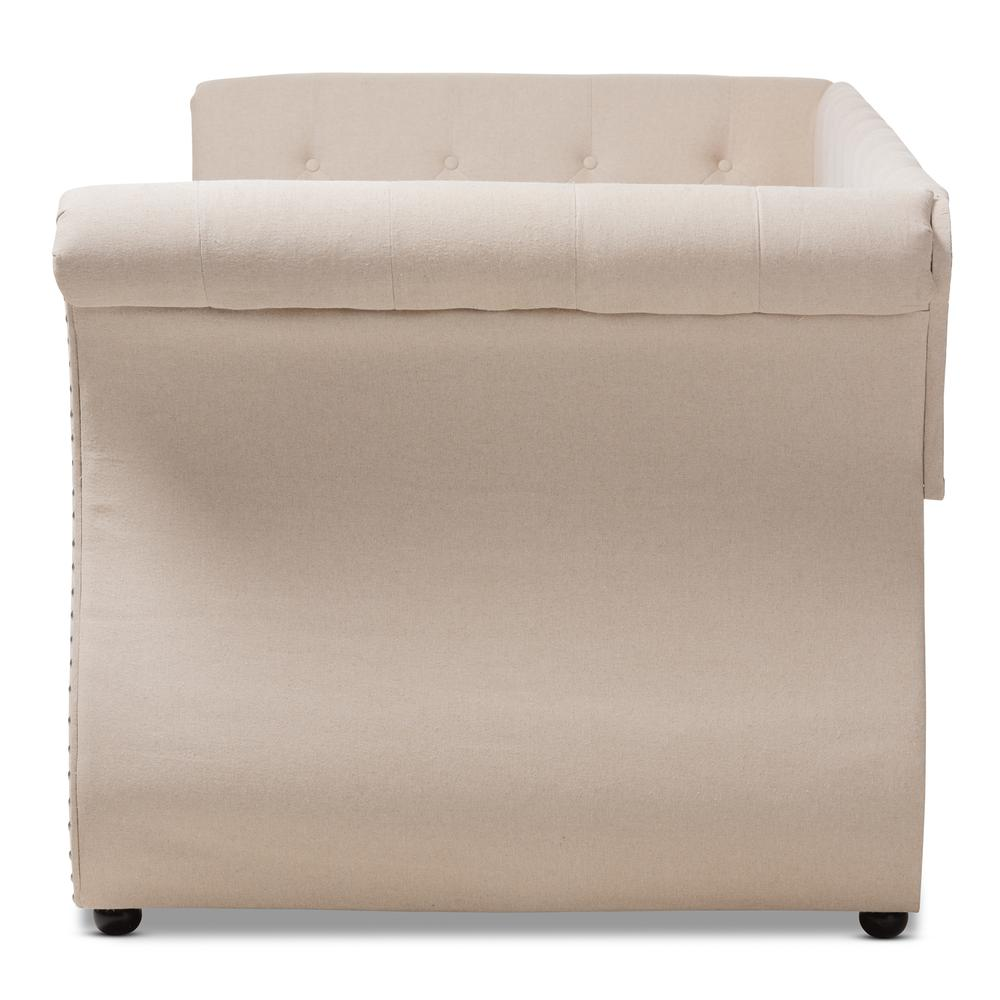 Cherine Classic and Contemporary Beige Fabric Upholstered Daybed with Trundle