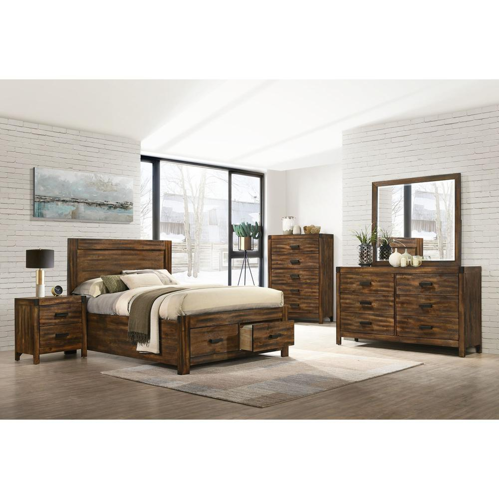 Wren Full 5PC Platform Storage Bedroom Set In Chestnut